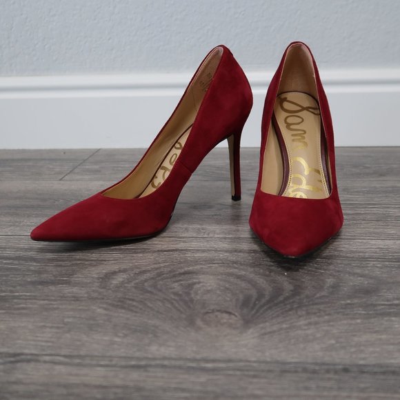 Sam Edelman Shoes - Sam Edelman Stiletto Heels Red Suede Pointed Toe Dress Shoes